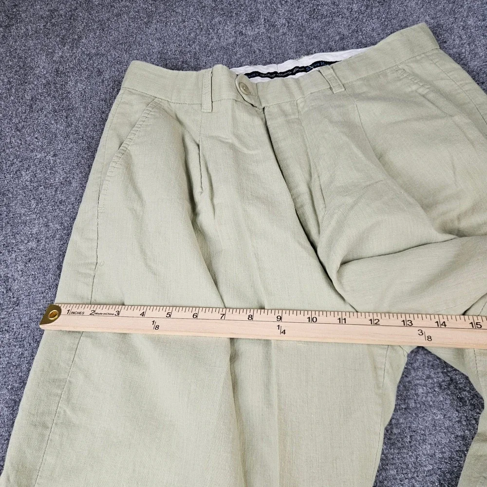 Steve Harvey Celebrity Edition Sage Green Linen Cotton Pleated Trousers 32x30
